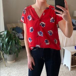 Banana Republic red floral top